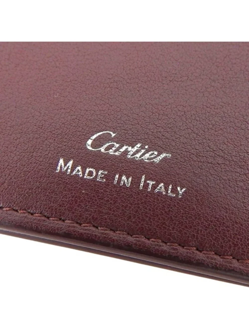 Cartier Leather Wallet with Zip Slim Card Holder Bordeaux